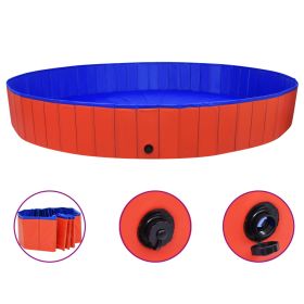 Foldable Dog Swimming Pool Red 118.1"x15.7" PVC