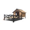 Outdoor Large Wooden Cabin House Style Wooden Dog Kennel with Porch