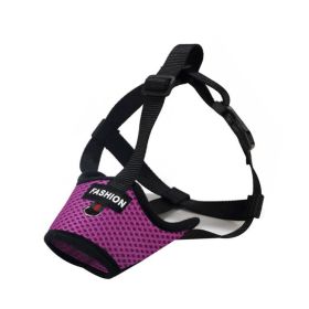 Dog Muzzle,Soft Nylon Muzzle Anti Biting Barking Chewing,Air Mesh Breathable Drinkable Adjustable Loop Pets Muzzle (Color: Purple, size: L)