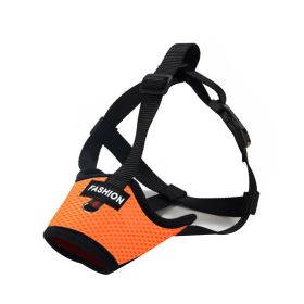 Dog Muzzle,Soft Nylon Muzzle Anti Biting Barking Chewing,Air Mesh Breathable Drinkable Adjustable Loop Pets Muzzle (Color: Orange, size: L)