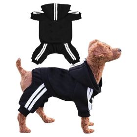 Casual Pet Dog Striped Hoodie Sweatpants Suits (type: BlackXL)