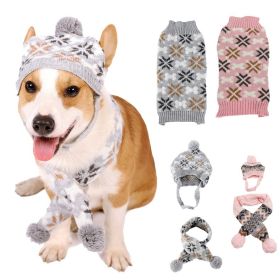 Autumn-Winter Vintage Jacquard Dress for Pet Dogs (type: Gray scarf+capXS)