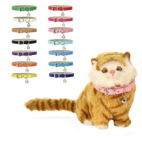 PU Leather Leash Pet Dog Collar Pet Supplies DIY Japanese Bell Cat Collar Bell (Color: rose red, size: 25cm)