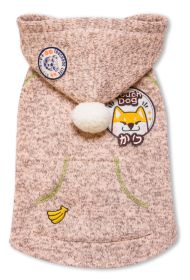 Touchdog Hippie Embellished Designer Sleeveless Pompom Pet Dog Hooded Sweater (Color: Light Pink, size: small)