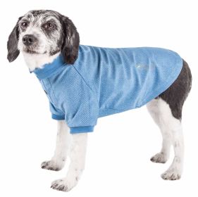 Pet Life Active 'Fur-Flexed' Relax-Stretch Wick-Proof Performance Dog Polo T-Shirt (Color: Blue, size: medium)