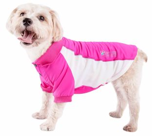 Pet Life Active 'Barko Pawlo' Relax-Stretch Wick-Proof Performance Dog Polo T-Shirt (Color: Pink, size: large)