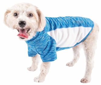 Pet Life Active 'Warf Speed' Heathered Ultra-Stretch Sporty Performance Dog T-Shirt (Color: Blue, size: medium)