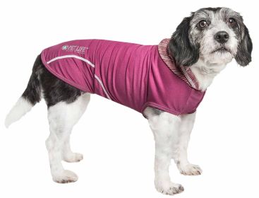 Pet Life Active 'Pull-Rover' Premium 4-Way Stretch Two-Toned Performance Sleeveless Dog T-Shirt Tank Top Hoodie (Color: Maroon, size: X-Small)