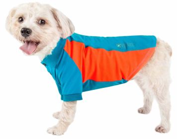 Pet Life Active 'Barko Pawlo' Relax-Stretch Wick-Proof Performance Dog Polo T-Shirt (Color: Blue, size: X-Large)