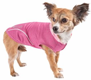 Pet Life Active 'Pull-Rover' Premium 4-Way Stretch Two-Toned Performance Sleeveless Dog T-Shirt Tank Top Hoodie (Color: Pink, size: medium)