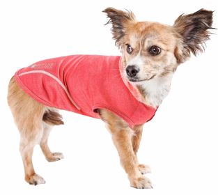 Pet Life Active 'Pull-Rover' Premium 4-Way Stretch Two-Toned Performance Sleeveless Dog T-Shirt Tank Top Hoodie (Color: Red, size: small)