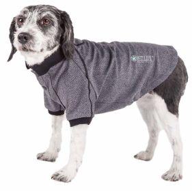 Pet Life Active 'Fur-Flexed' Relax-Stretch Wick-Proof Performance Dog Polo T-Shirt (Color: Grey, size: large)