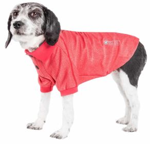 Pet Life Active 'Fur-Flexed' Relax-Stretch Wick-Proof Performance Dog Polo T-Shirt (Color: Red, size: medium)