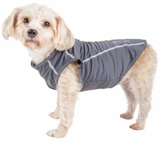 Pet Life Active 'Racerbark' 4-Way Stretch Performance Active Dog Tank Top T-Shirt (Color: Grey, size: small)