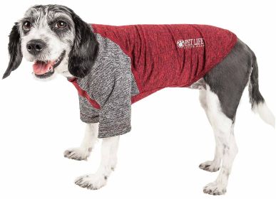 Pet Life Active 'Hybreed' 4-Way Stretch Two-Toned Performance Dog T-Shirt (Color: Maroon, size: large)