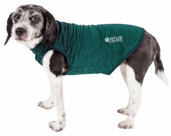 Pet Life Active 'Aero-Pawlse' Heathered Quick-Dry And 4-Way Stretch-Performance Dog Tank Top T-Shirt (Color: Green, size: medium)