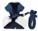 Pet Life Luxe 'Pom Draper' 2-In-1 Mesh Reversed Adjustable Dog Harness-Leash W/ Pom-Pom Bowtie